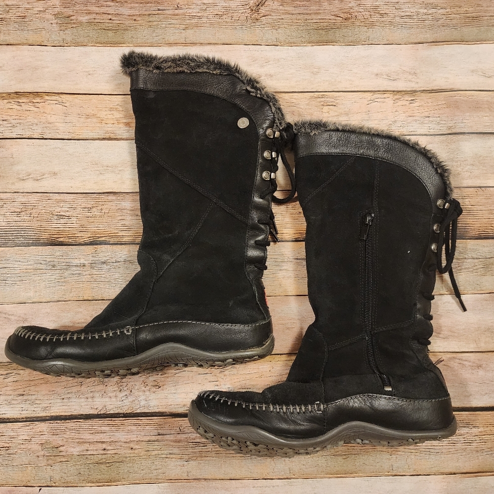 Women's Size 7.5 The North Face Janey Black Suede Winter Lace Up Boots